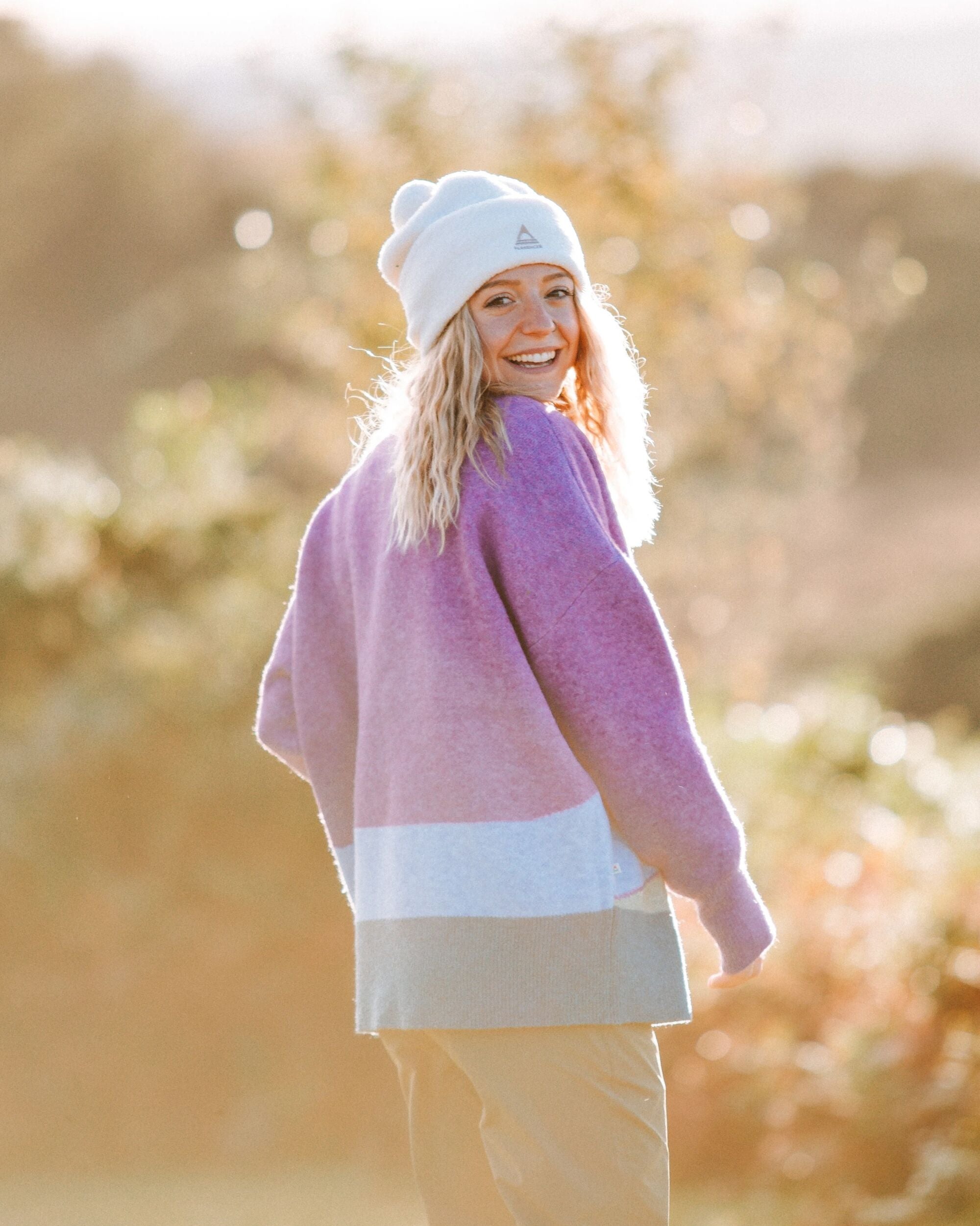 Vista Recycled Knitted Jumper - Rhubarb - Lifestyle