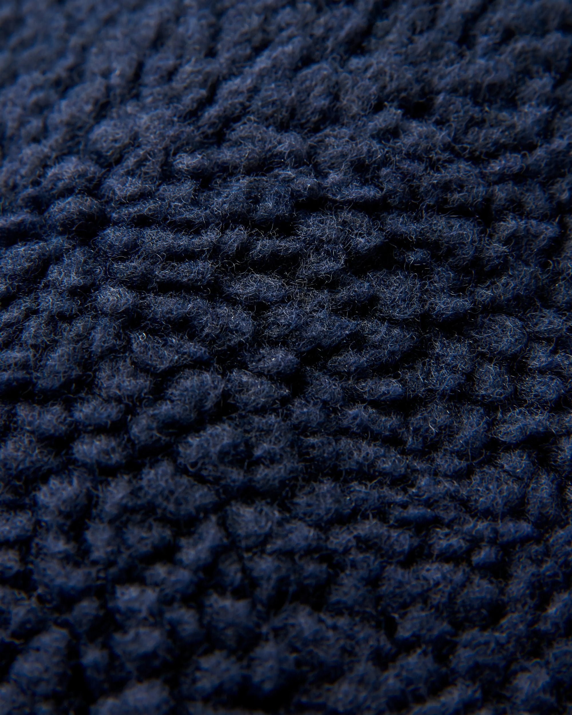 Clover Recycled Cotton-Lined Sherpa Fleece - Deep Navy - Flatlay
