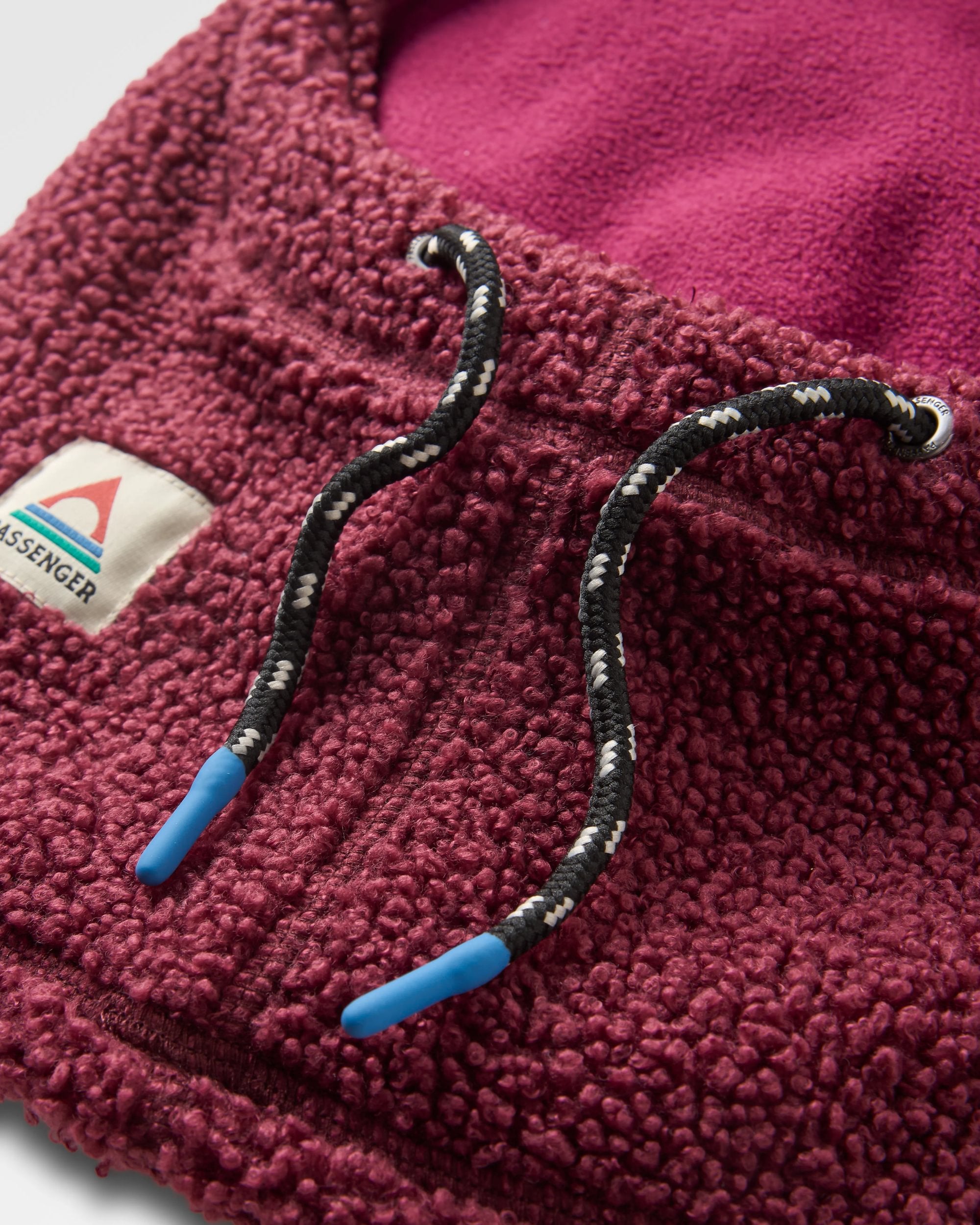 Snowdrift Recycled Fleece Hood - Fig - Flatlay