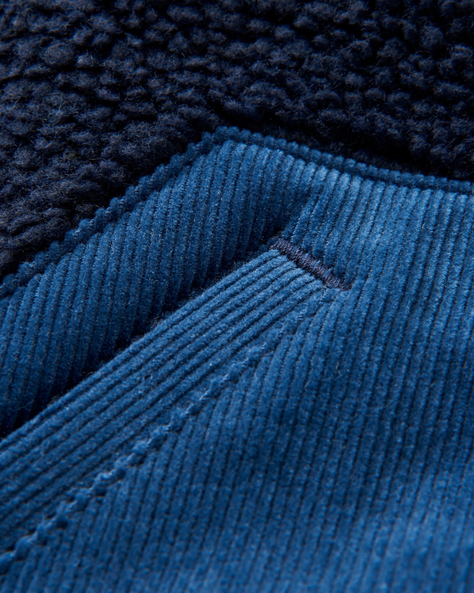 Clover Recycled Cotton-Lined Sherpa Fleece - Deep Navy - Flatlay