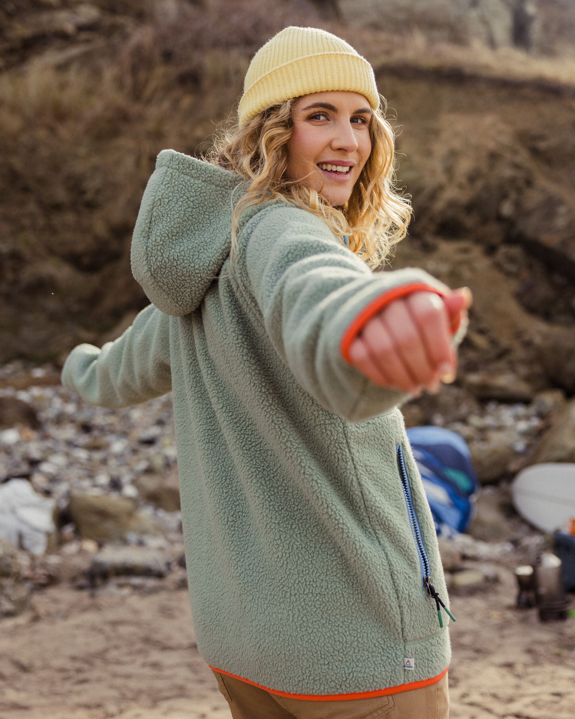 North Coast Full Zip Recycled Sherpa Fleece - Pistachio - Lifestyle