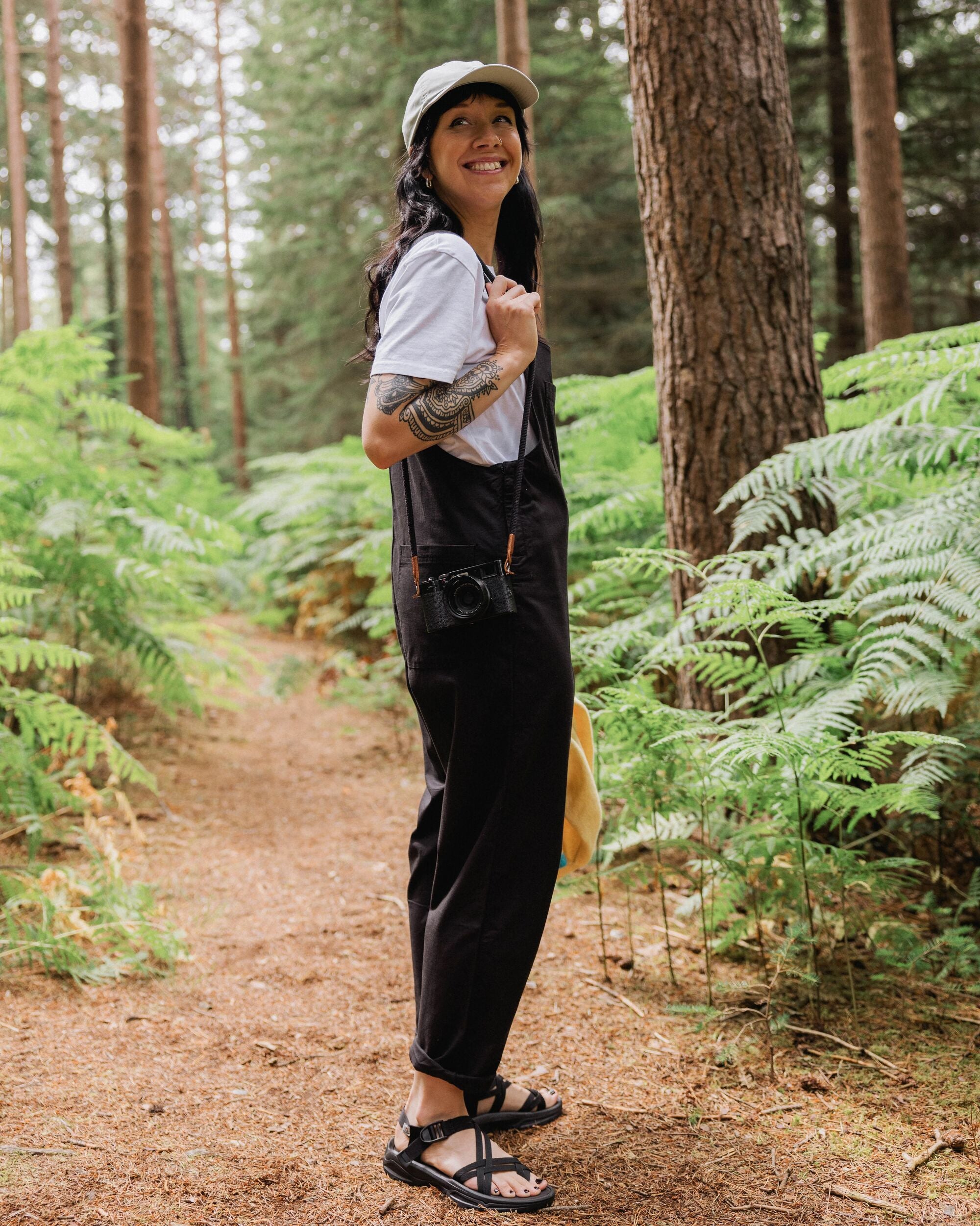 Meadows Organic Cotton Dungarees - Black - Lifestyle