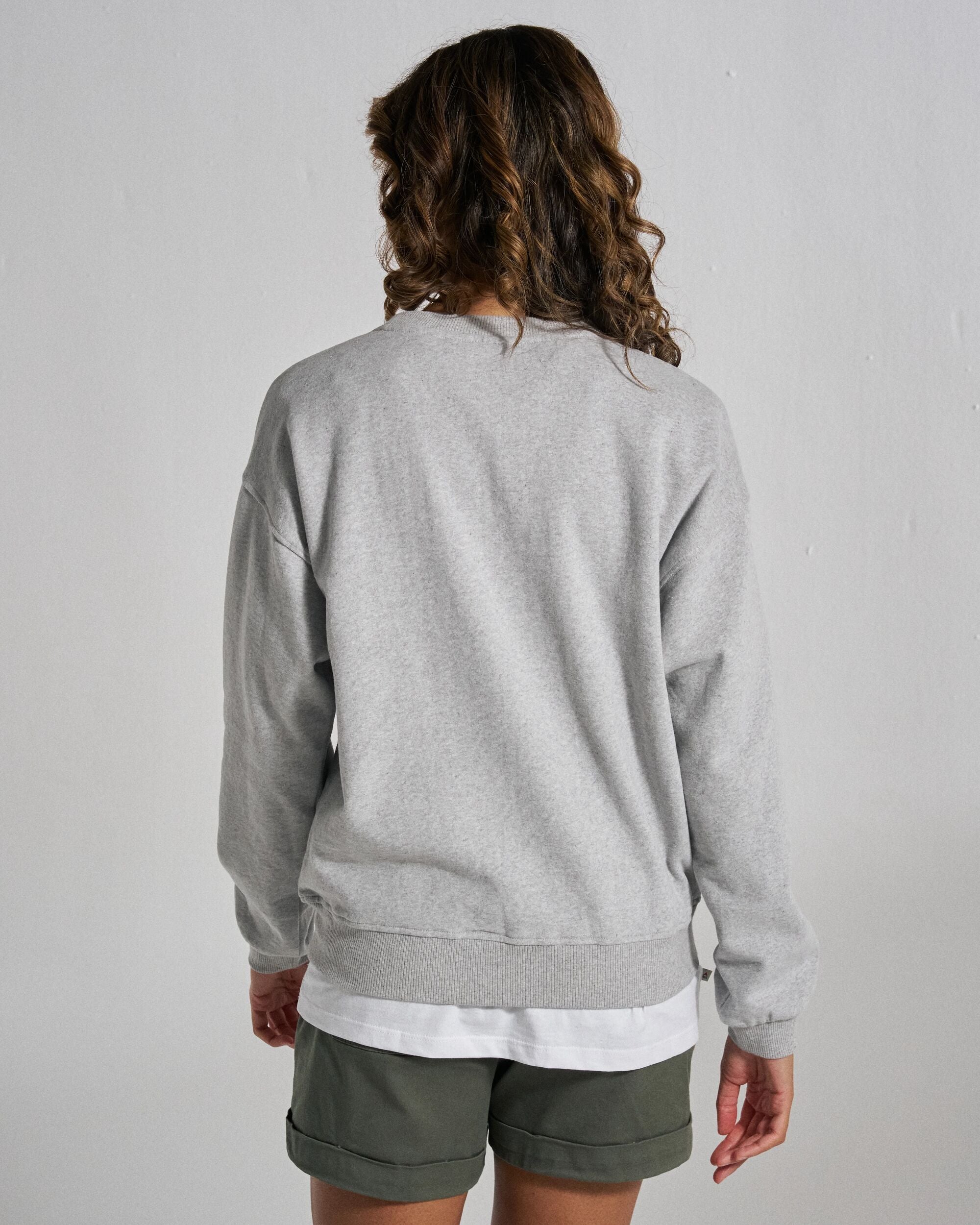 Heritage Women's Sweatshirt - Mid Grey Marl - Studio Model