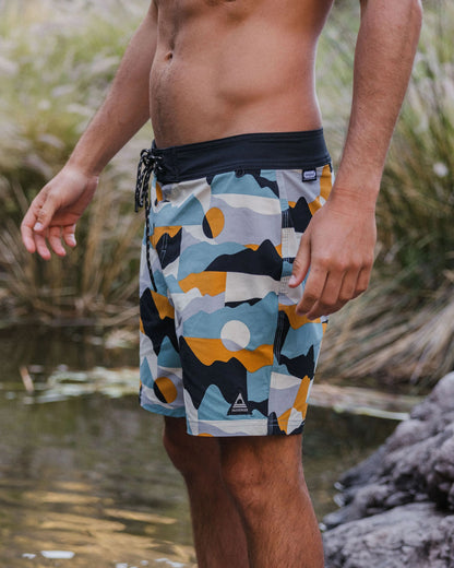 Cutback NetPlus® Recycled Boardshort - Vista Patchwork Arctic - Lifestyle