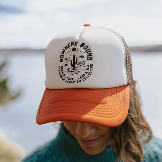 Womens_Land & Sea Snapback Trucker Cap - Sunrise Orange
