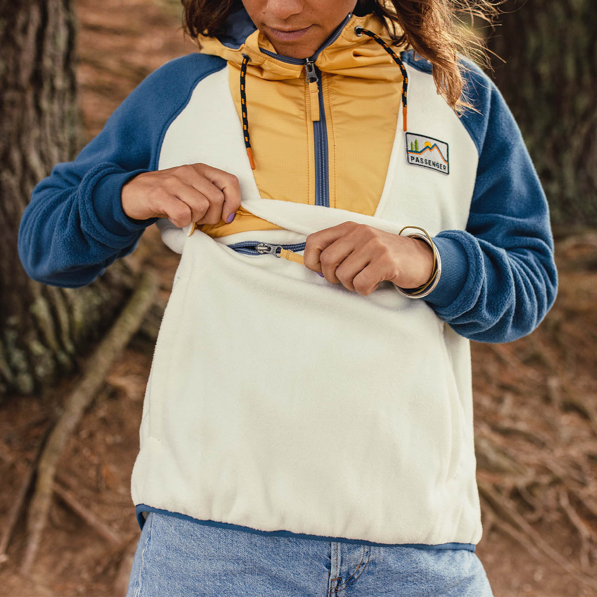 Alexander Hooded 1/2 Zip Recycled Polar Fleece - Egret