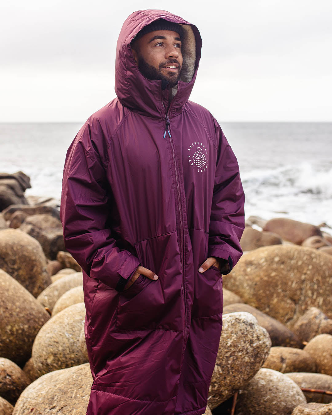 Escapism Recycled Sherpa Lined Changing Robe - Windsor Wine - Lifestyle - Male