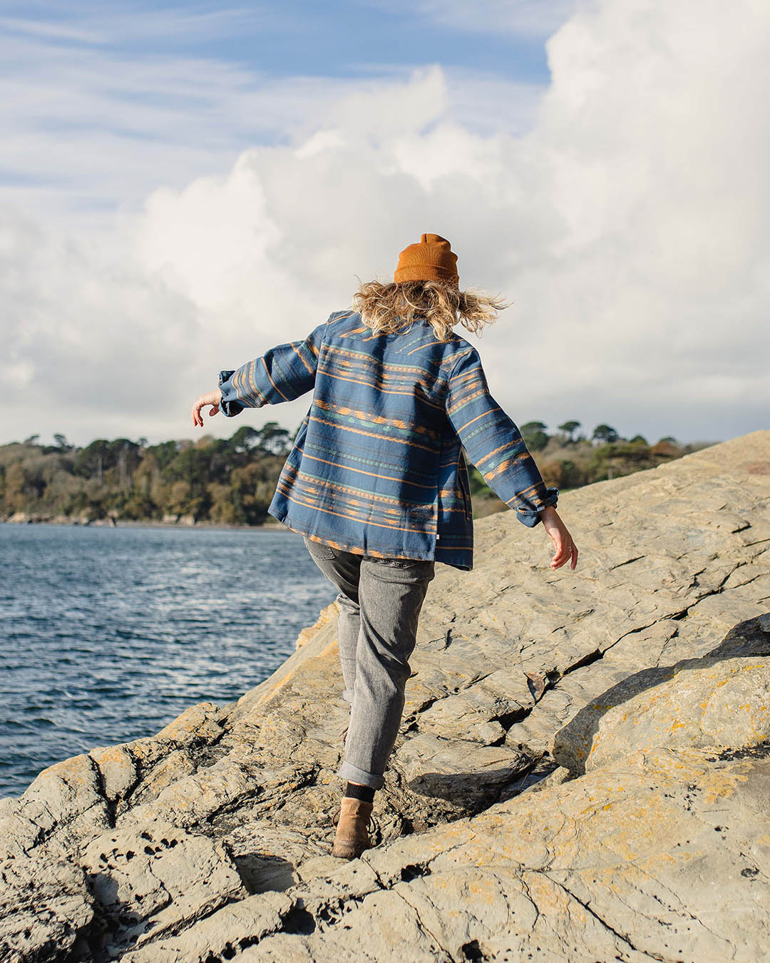 Ontario Organic Cotton Overshirt - Dark Denim Geo Pattern