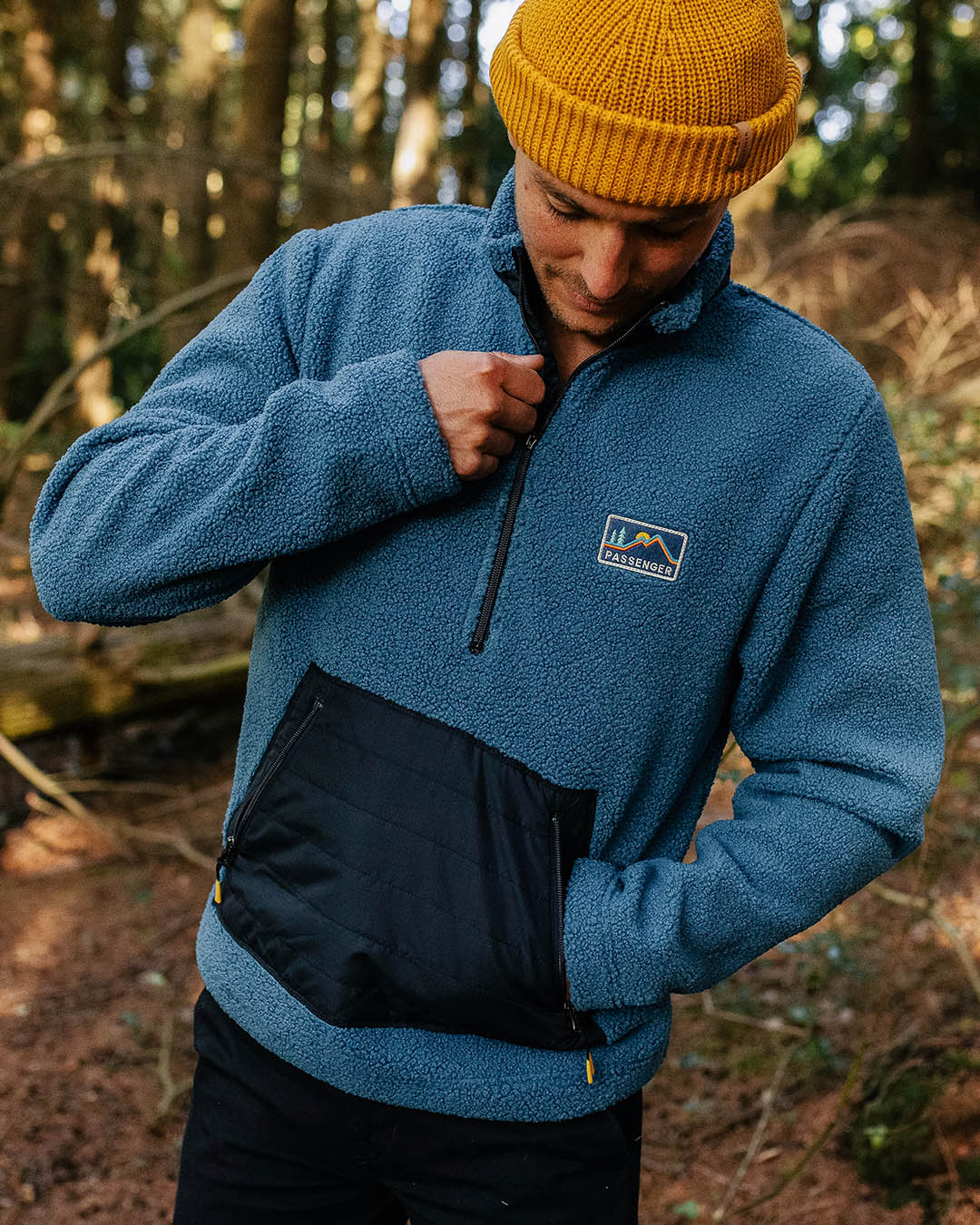 Oceanside Recycled Sherpa 1/2 Zip Fleece - Blue Steel