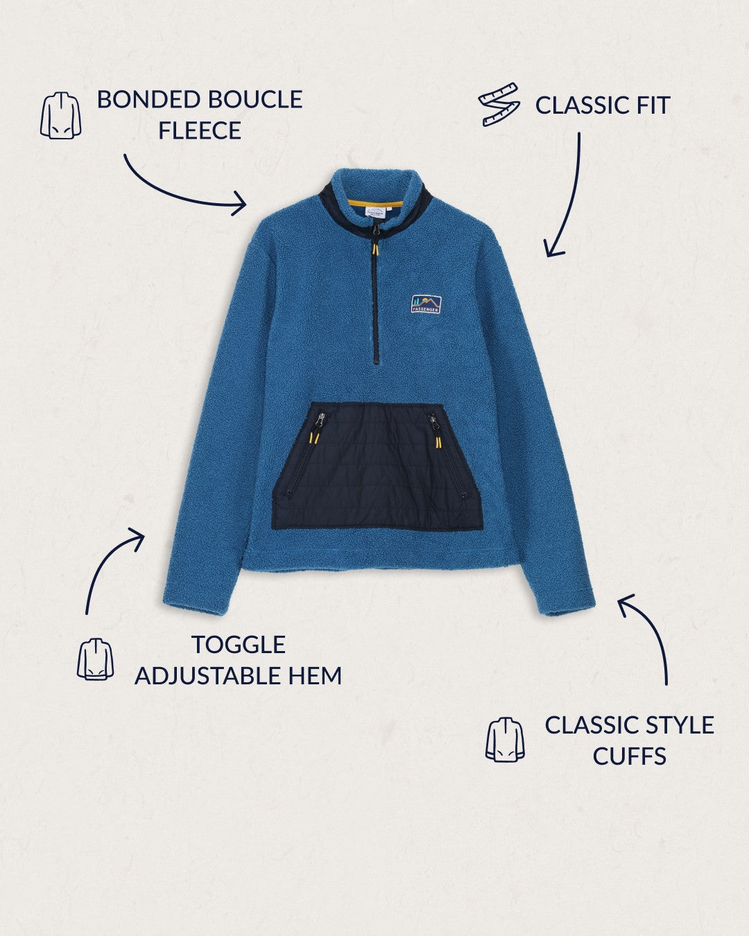 Oceanside Recycled Polar-Lined Sherpa Fleece - Blue Steel