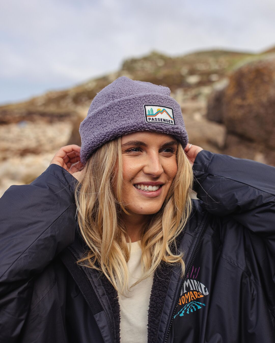 Womens_Peak Recycled Sherpa Beanie - Dusty Lilac