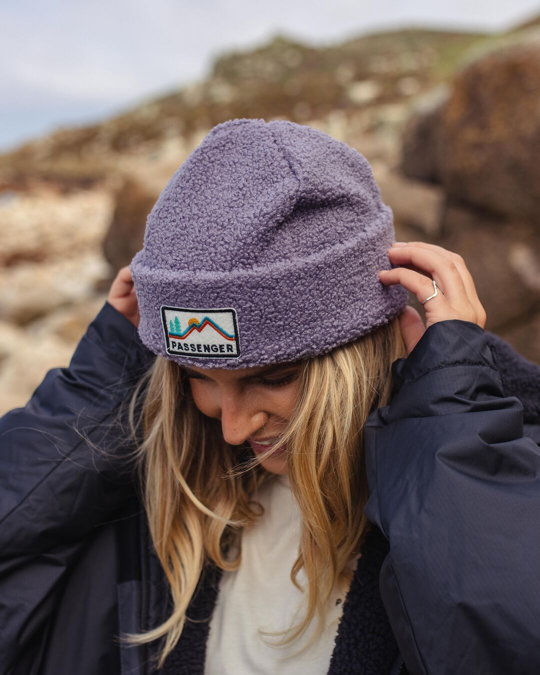 Womens_Peak Recycled Sherpa Beanie - Dusty Lilac