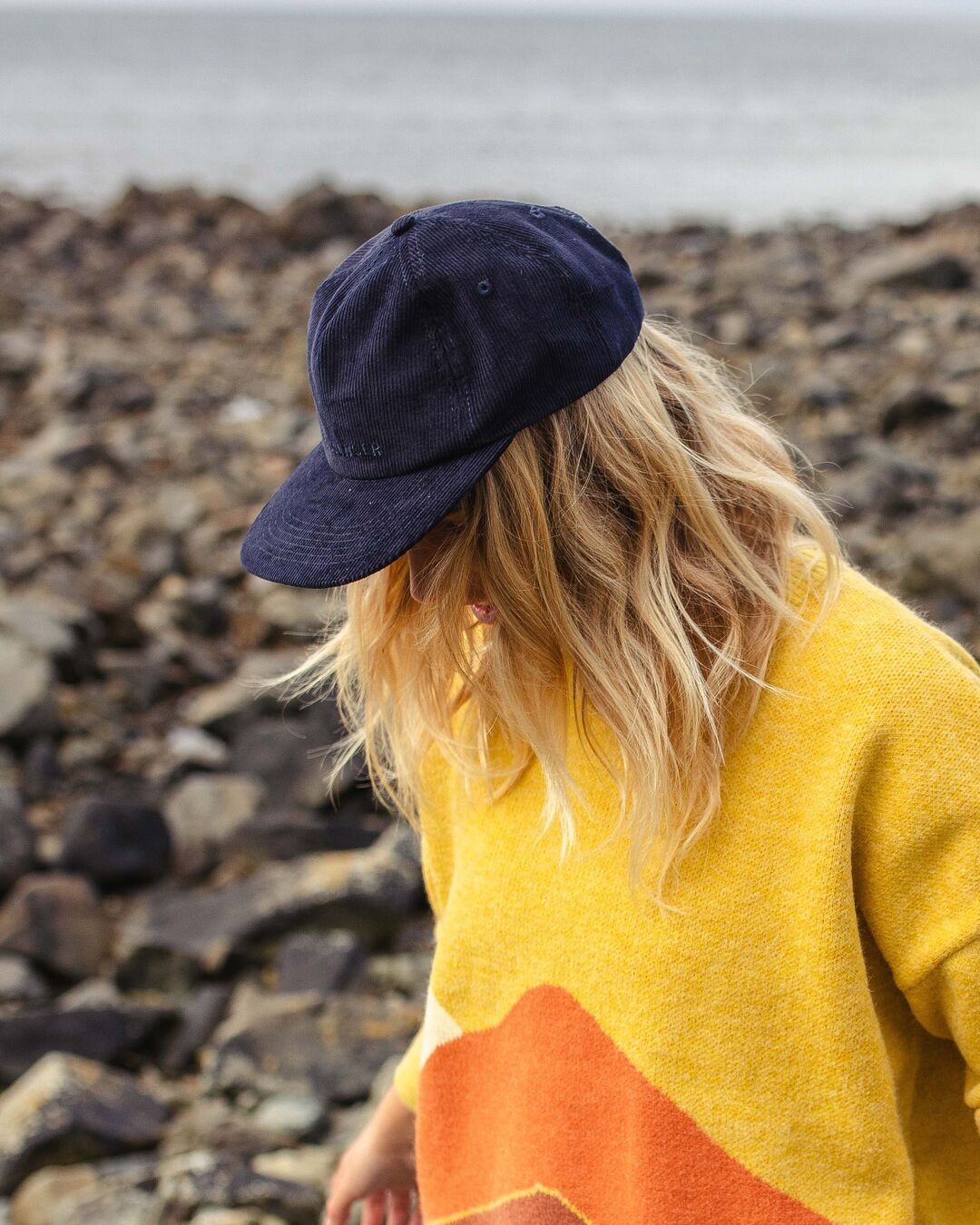 Womens_Byron Recycled Cord 5 Panel Cap - Rich Navy