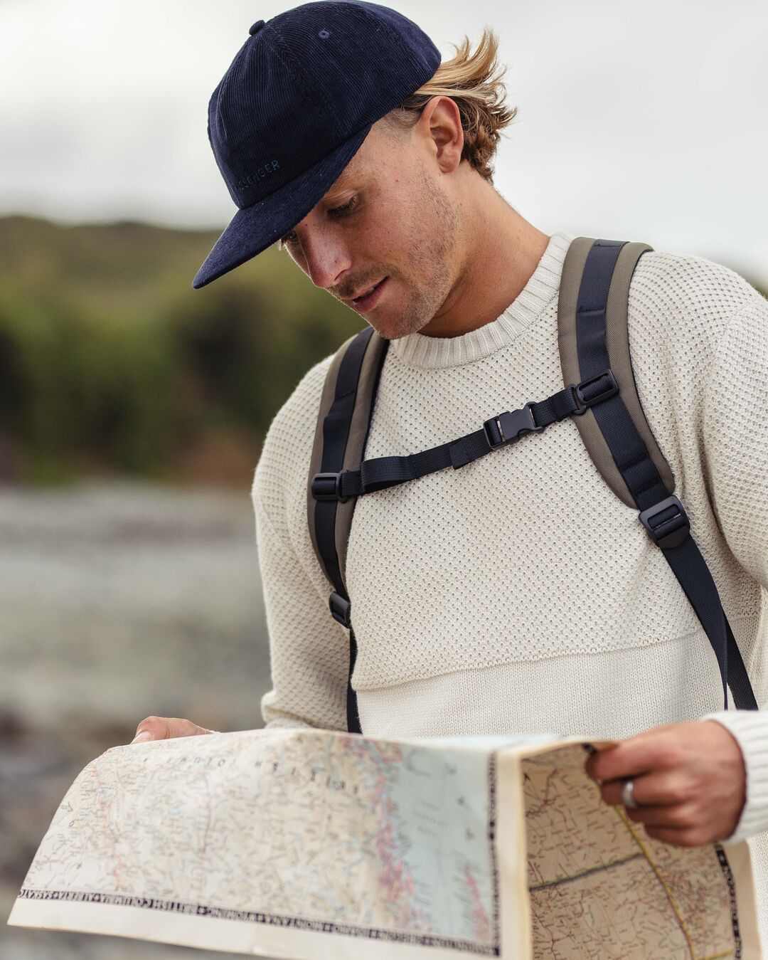 Male_Byron Recycled Cord 5 Panel Cap - Rich Navy