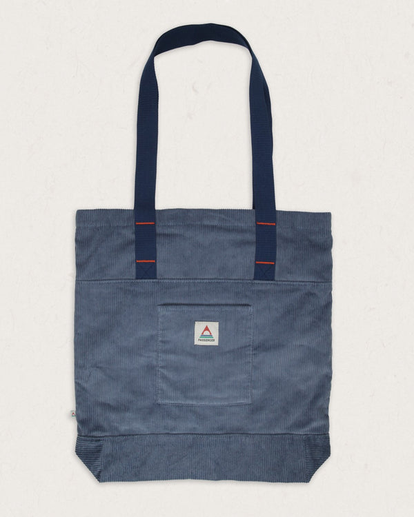 Evergreen Recycled Cord Tote Bag - Stone Blue